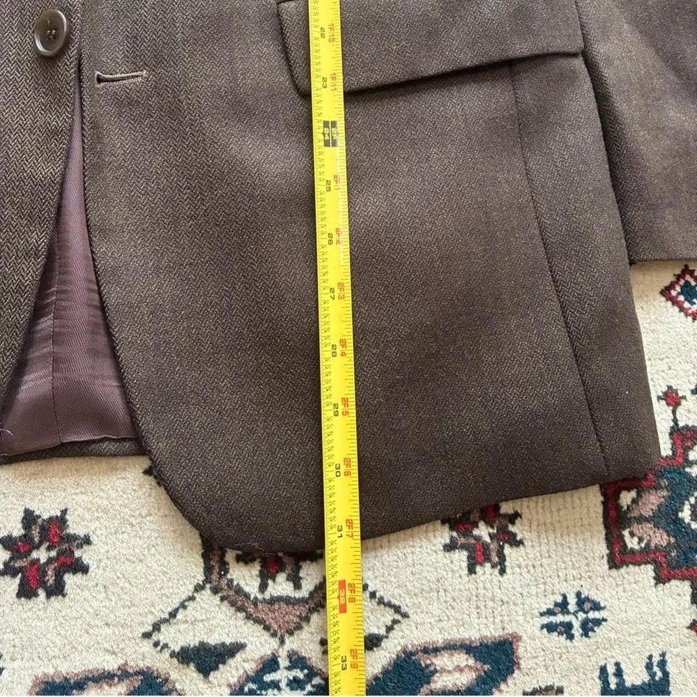 Vintage Brown Herringbone Lambswool Cashmere 3 Button Blazer Jacket Mens